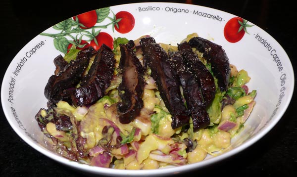 veganomicon's portobello salad with spicy mustard dressing, using colman's english mustard.