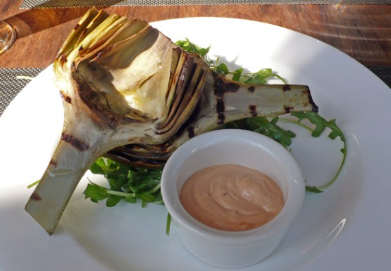 grilled artichoke with smoked paprika aioli. (usually $9)