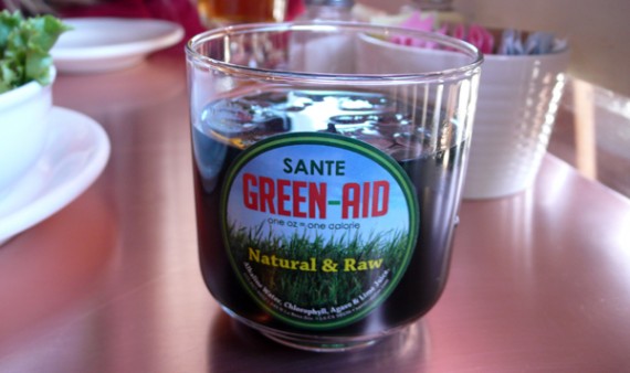 sante green aid: alkaline water, agave nectar, lime juice & chlorophyll