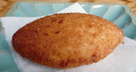 curry donut: vegan curry paste inside crunchy bread crumbed dough. $2.50