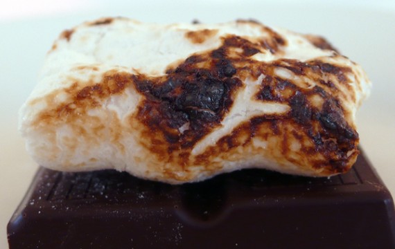 melted dandies vegan marshmallow on top of some dark chocolate. yum.