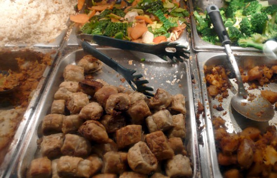 trays of vegan food at beetroot in london