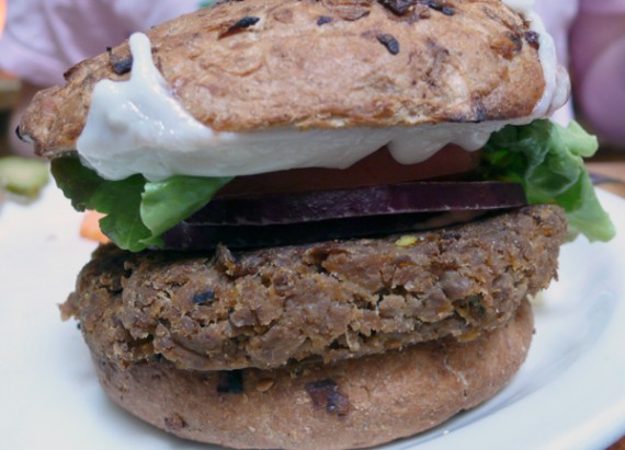 follow your heart burger. $8.95 (everything is vegan but the bun)