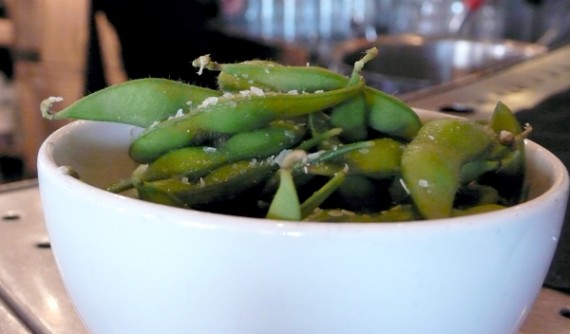chilled edamame: steamed soybean pods with kosher salt