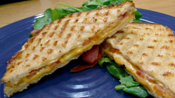 vegan grilled cheese sandwich with daiya vegan cheese.