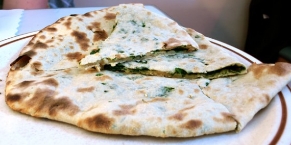 spinach parantha: parantha stuffed with rich leafy spinach, baked in the tandoor. $3.50
