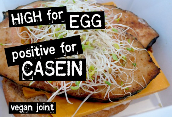 Vegan Joint: Grilled Fish Sandwich w/ Cheese tested HIGH for Egg and POSITVE for Casein