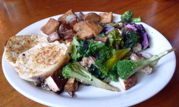vita scramble: tofu, veggies, red onion, garlic and spinach. $8