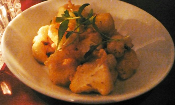 cauliflower tempura, edamame, passion fruit, almonds