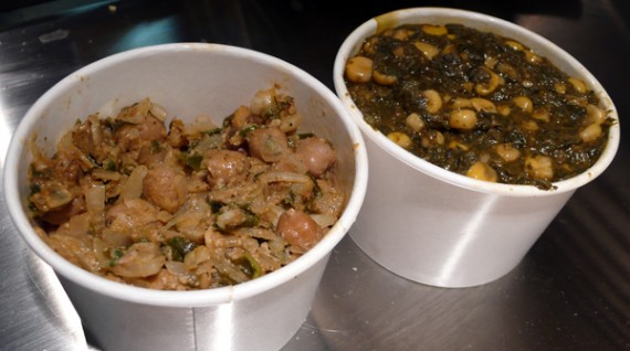 channa patta (garbanzo) and makki da saag (corn and spinach) $4 each