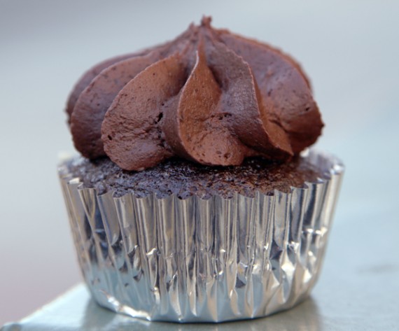 chocolate cupcake with chocolate frosting. $3.25