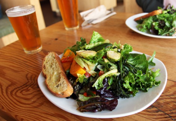 grilled veggies, crunchy lettuces, roasted tomato vinaigrette (no cheese). $10.50